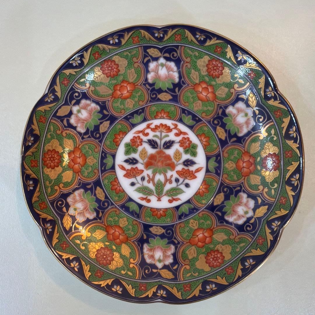前畑陶器 庫山窯 金襴手 牡丹 銘々皿揃 輪花皿　金彩 古伊万里 色絵 5枚