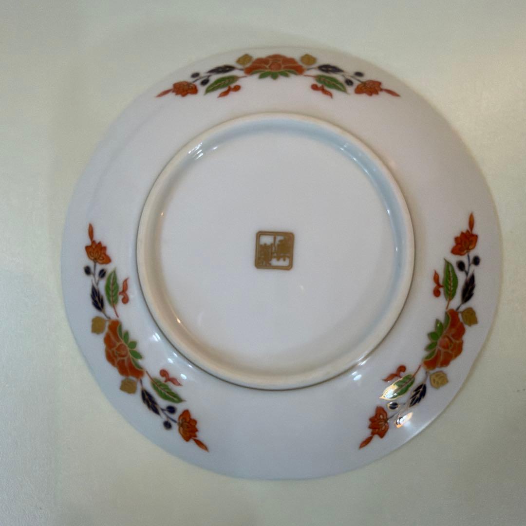 前畑陶器 庫山窯 金襴手 牡丹 銘々皿揃 輪花皿　金彩 古伊万里 色絵 5枚