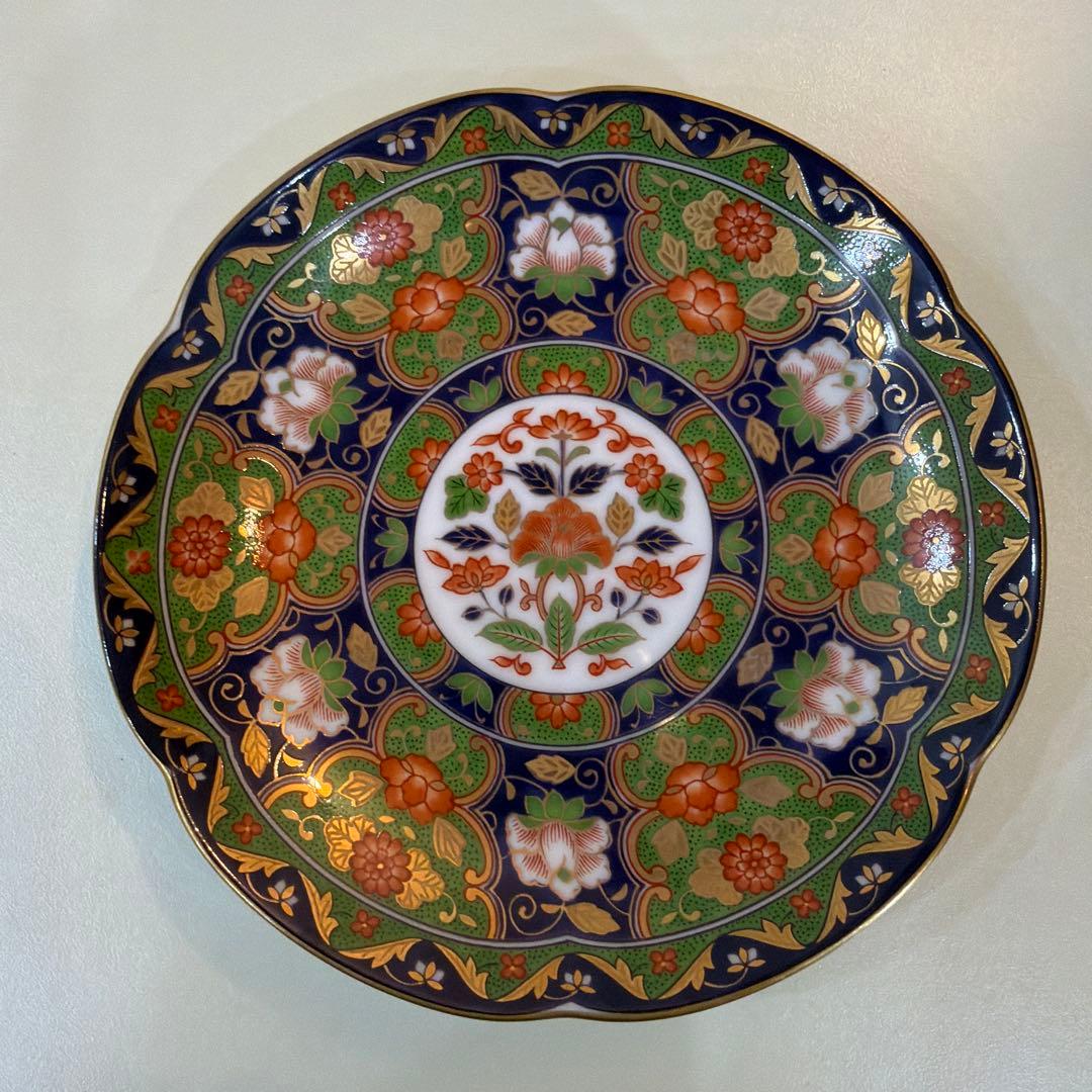 前畑陶器 庫山窯 金襴手 牡丹 銘々皿揃 輪花皿　金彩 古伊万里 色絵 5枚