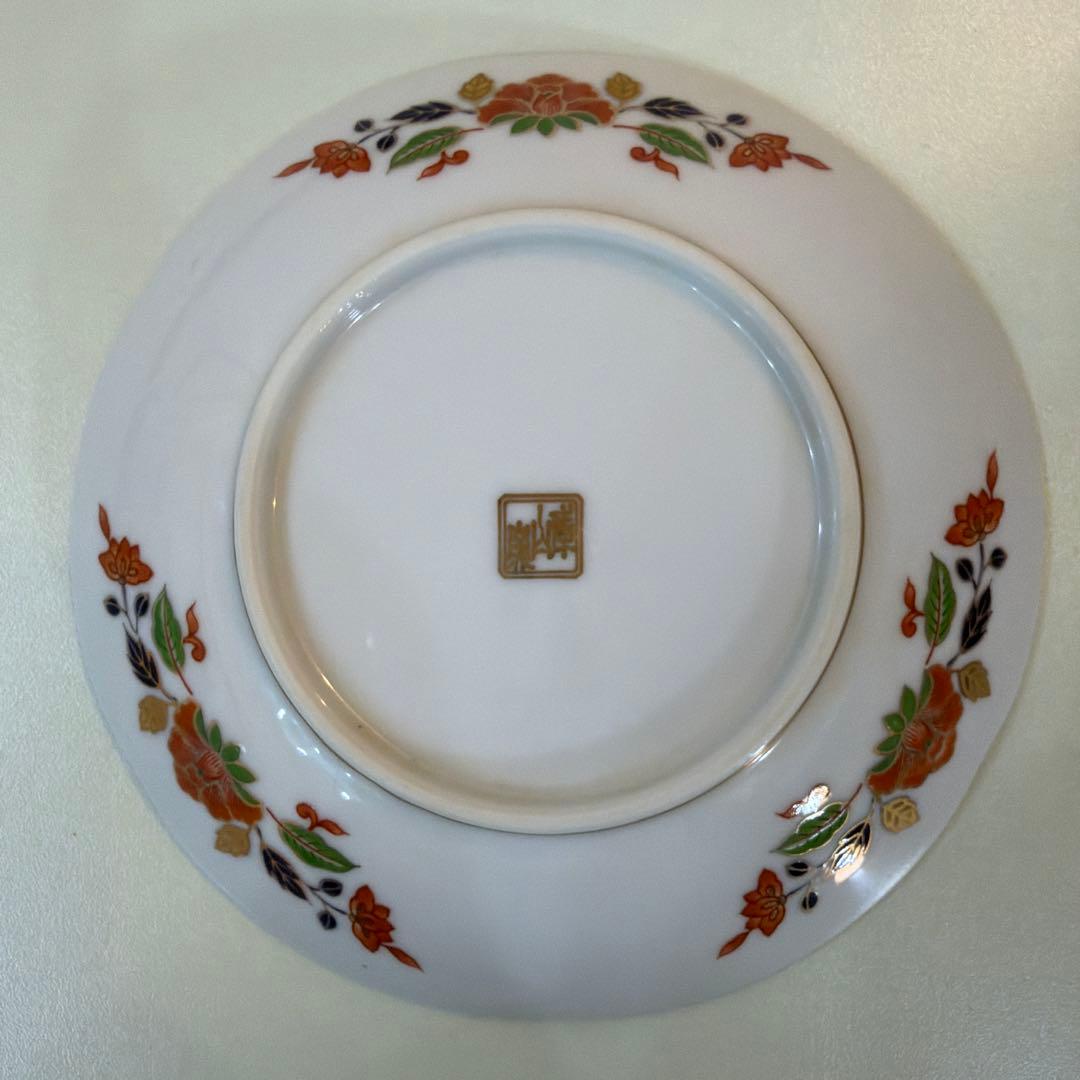 前畑陶器 庫山窯 金襴手 牡丹 銘々皿揃 輪花皿　金彩 古伊万里 色絵 5枚