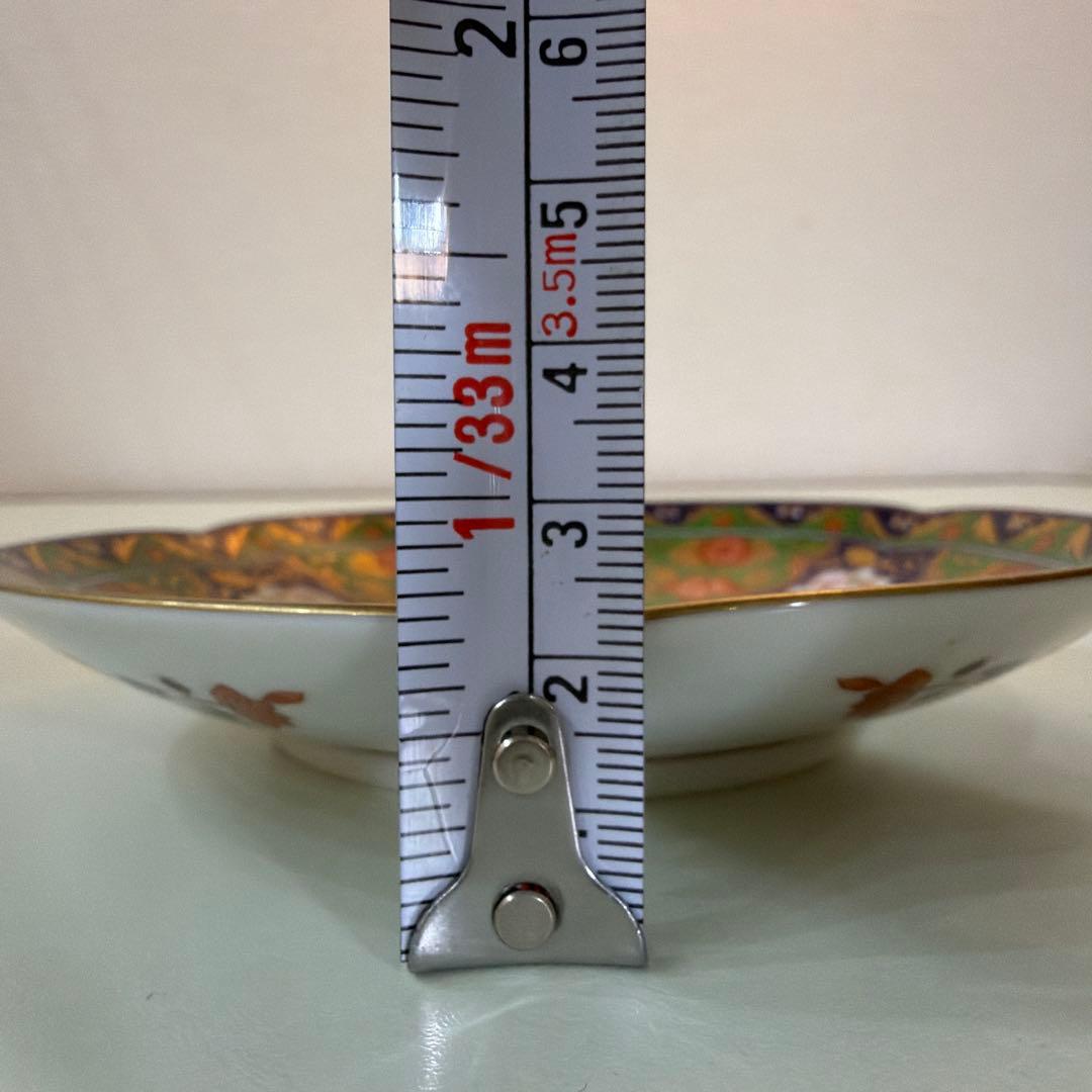 前畑陶器 庫山窯 金襴手 牡丹 銘々皿揃 輪花皿　金彩 古伊万里 色絵 5枚