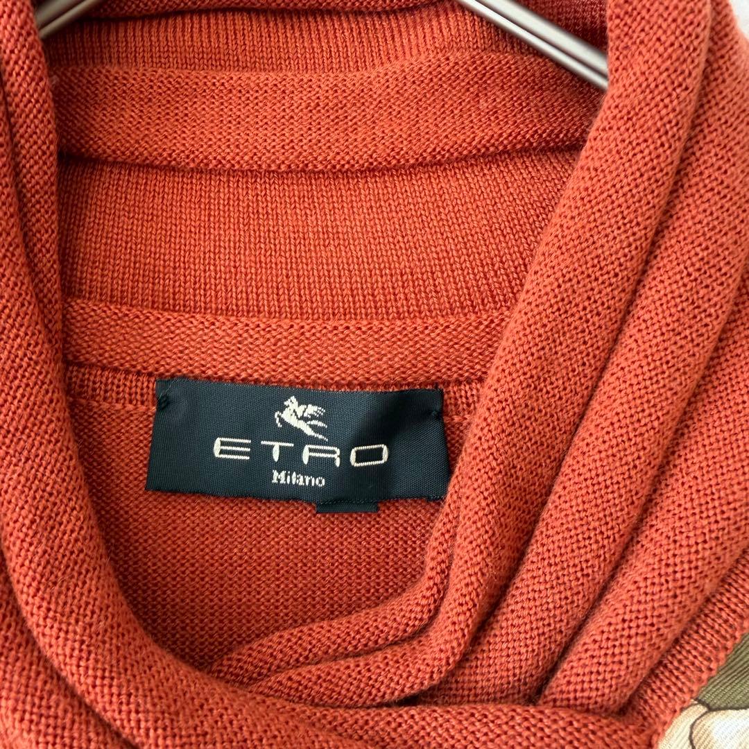ETRO ミラノ　スカーフ柄　ウールトップス　シルク　長袖　重ね襟