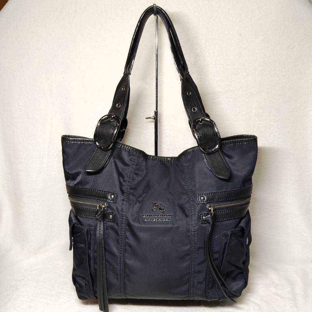 美品 BURBERRY BLUE LABEL トートバッグ メタルロゴ
