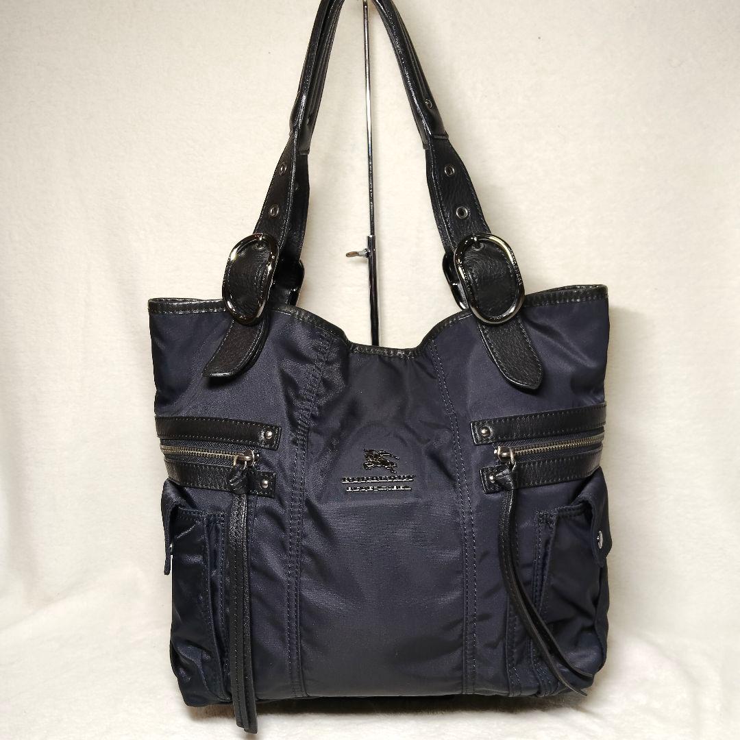 美品 BURBERRY BLUE LABEL トートバッグ メタルロゴ