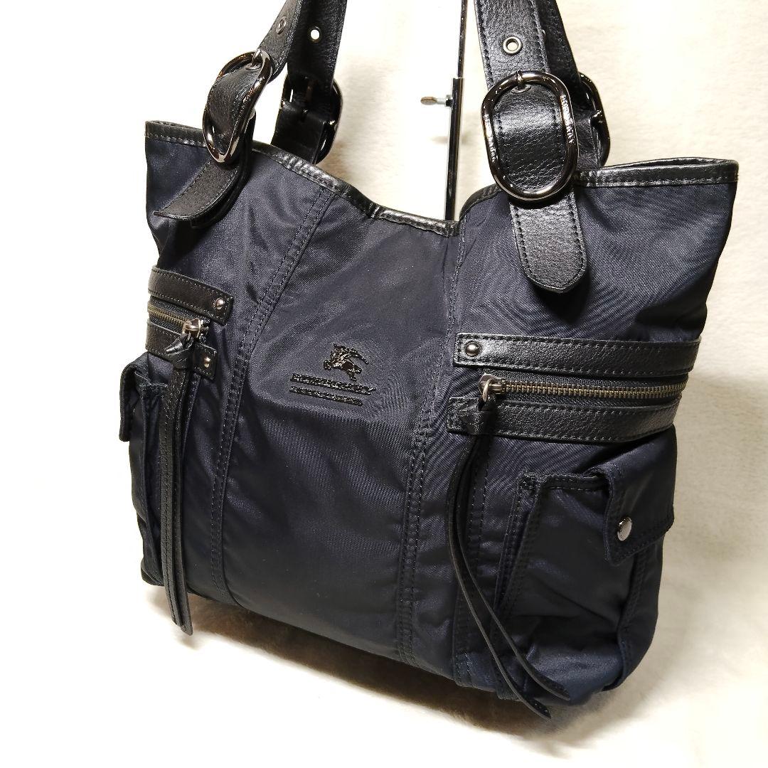 美品 BURBERRY BLUE LABEL トートバッグ メタルロゴ