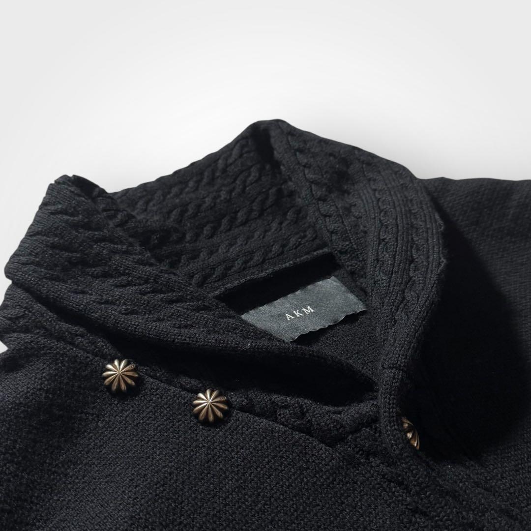 1695◆AKM K020 ケーブル ショールカラー カーディガン S
