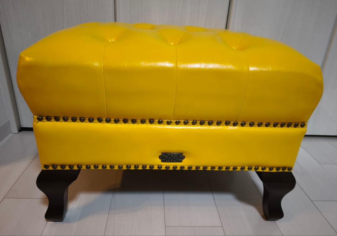 オットマン スツール アンティーク マスタード色