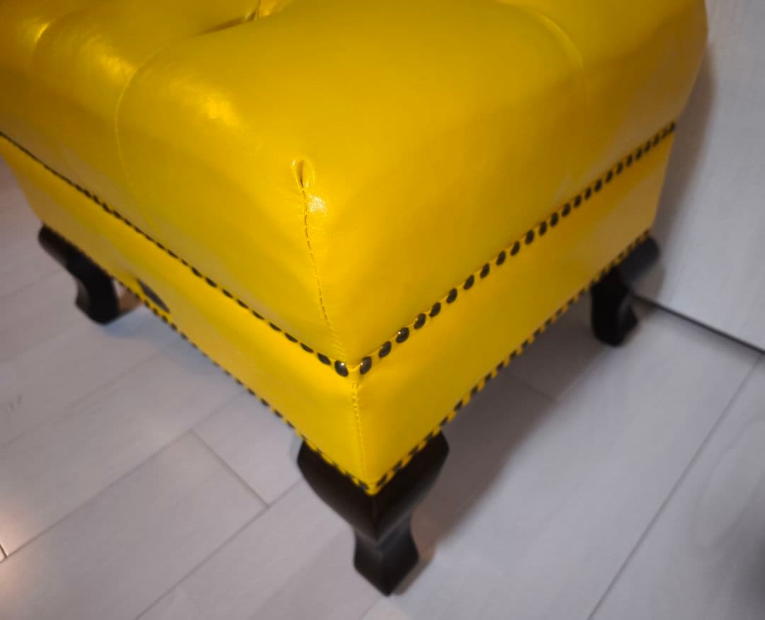 オットマン スツール アンティーク マスタード色