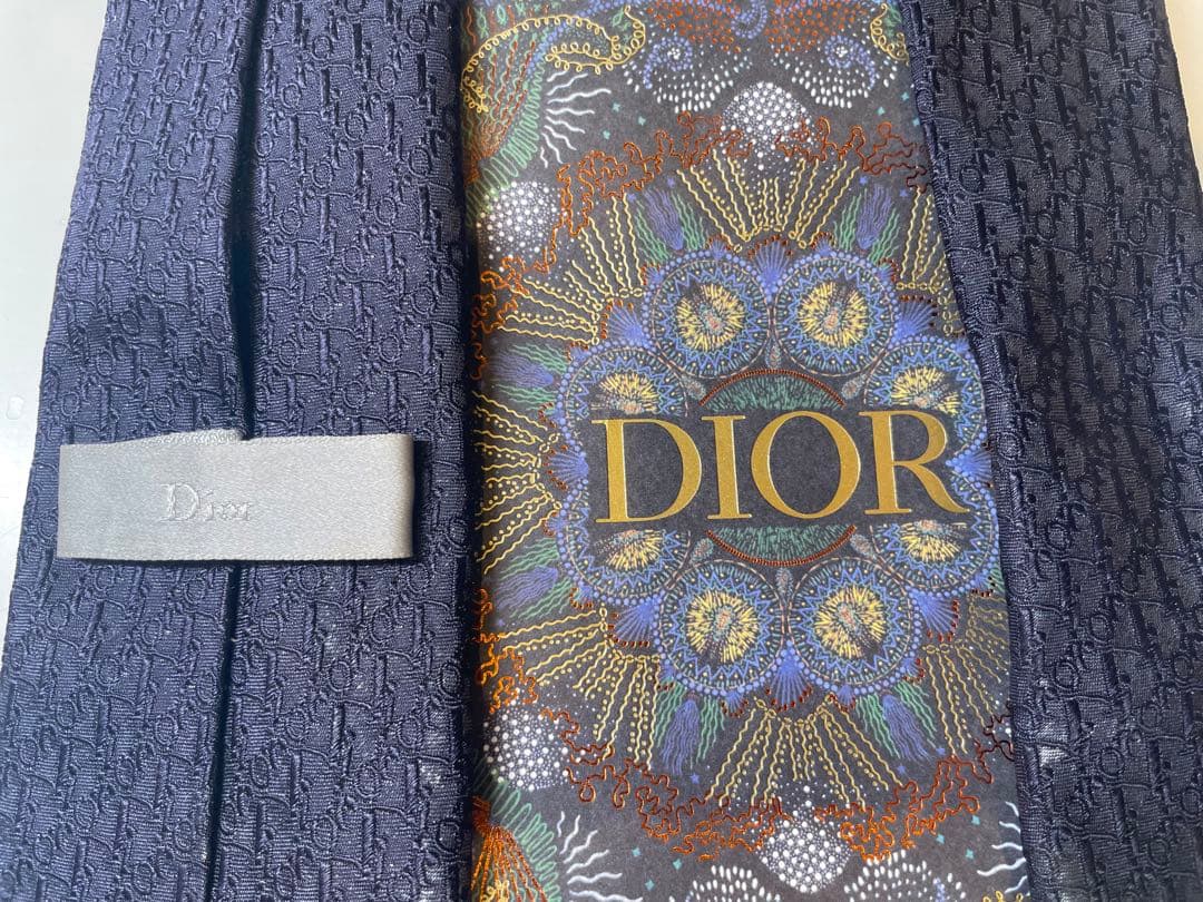 【極美品】ChristianDior ネイビー　ネクタイロゴパターン　成人式向け