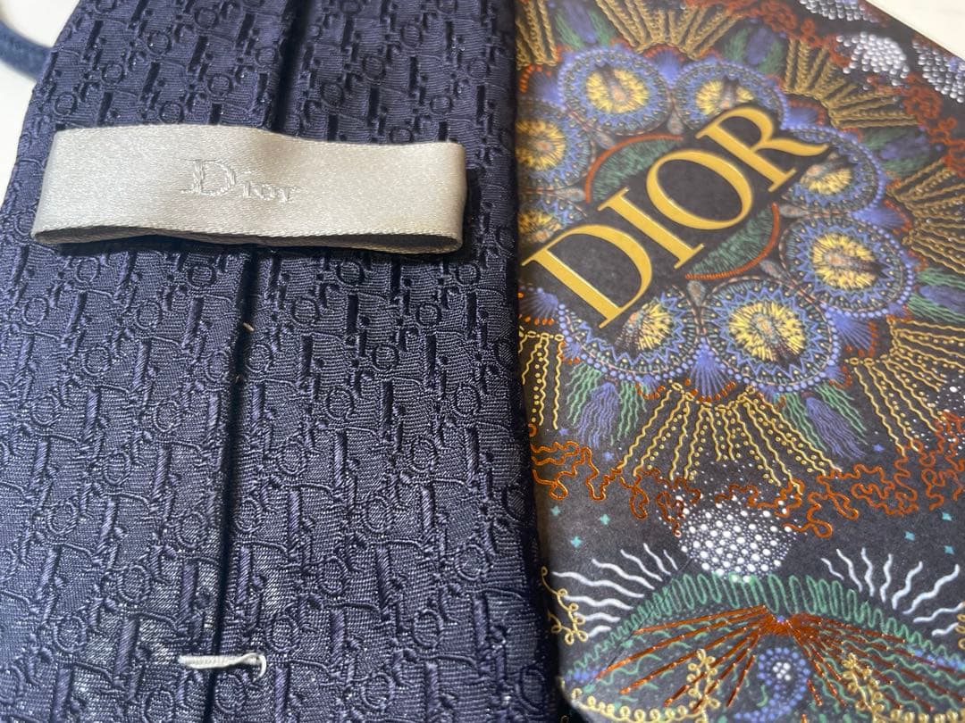 【極美品】ChristianDior ネイビー　ネクタイロゴパターン　成人式向け