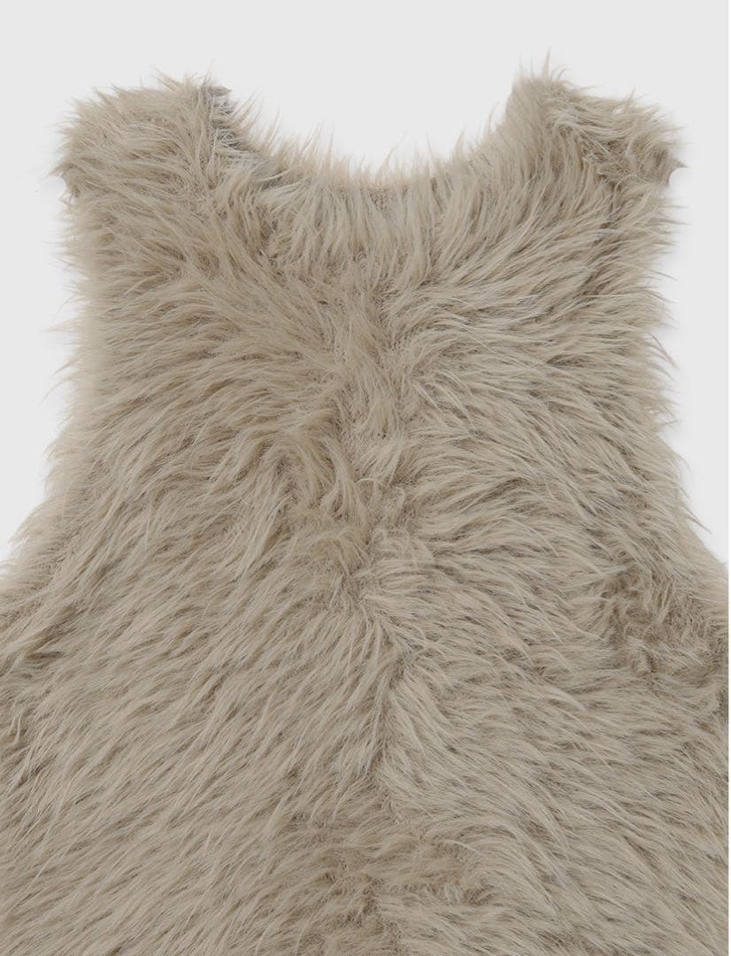 新品未使用 ファーライク ノースリーブニットトップス