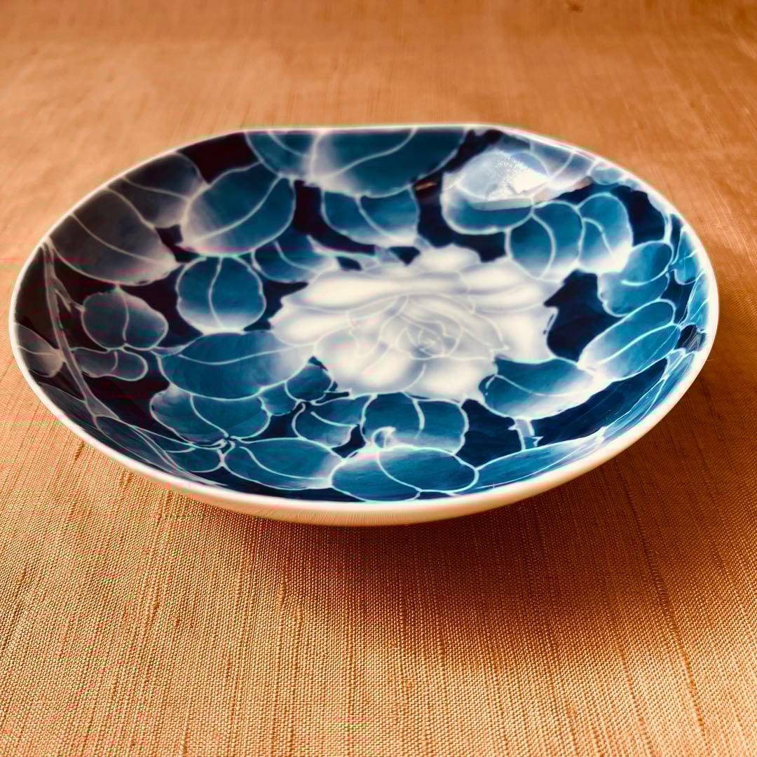 (希少) 深川製磁　古代バラ　半月皿　小皿　3枚　古代薔薇　手書き　有田焼