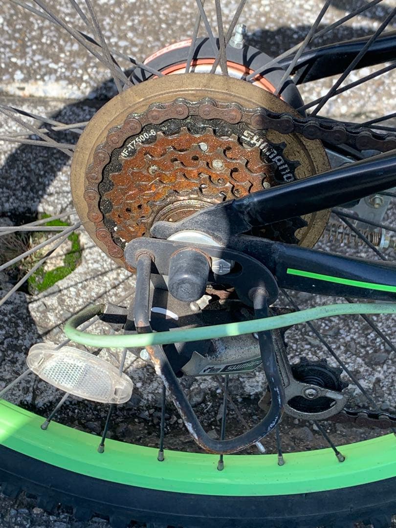 子供用自転車 黒と緑の回路デザイン