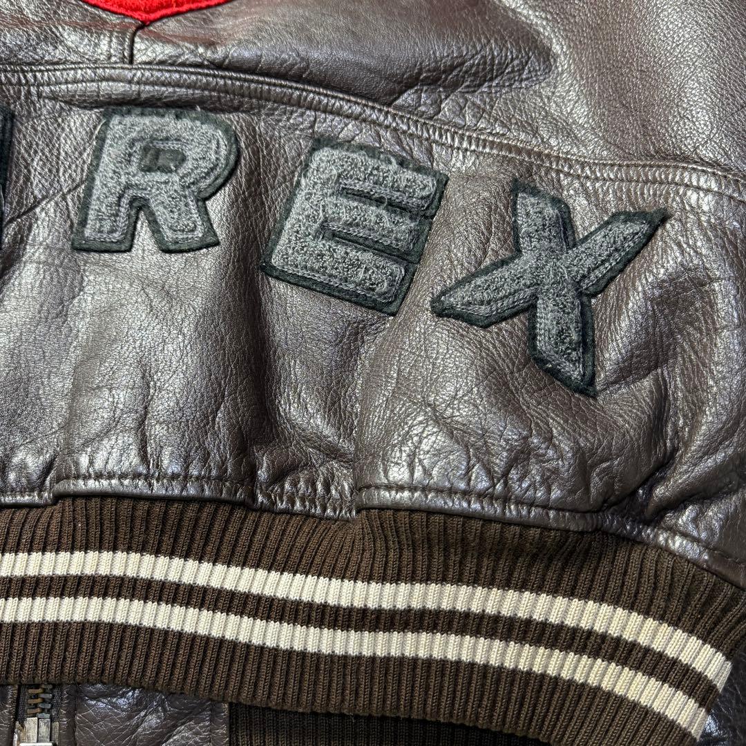 90s✨AVIREX アーチロゴ バーシティ オールレザージャケット M 短丈