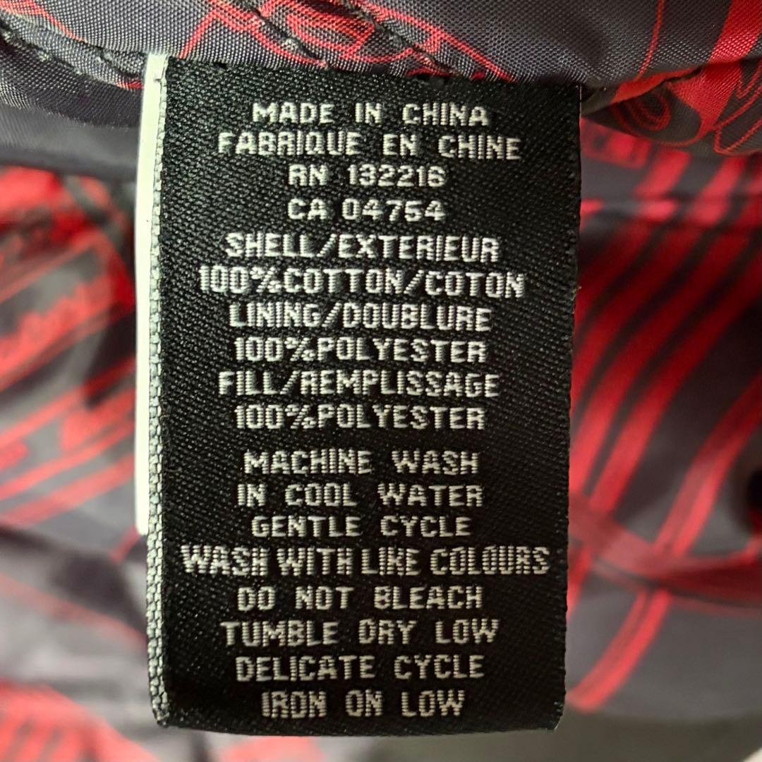 極美品 snap on ワークジャケット 刺繍ロゴ 中綿キルティング 黒 赤