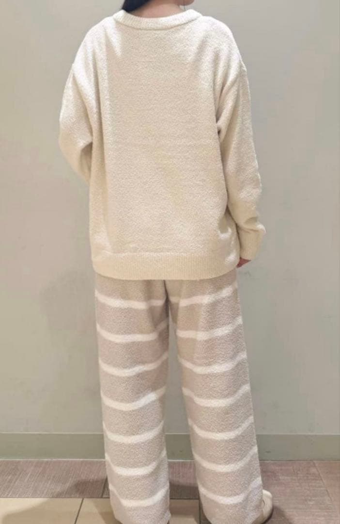 新品♡今季ジェラートピケ♡ モチーフジャガードプルオーバー&ロングパンツセット