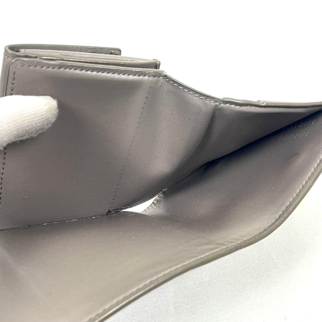 セリーヌ　三つ折り財布　ロゴプリント　コンパクト　レザー　ミニ財布　美品