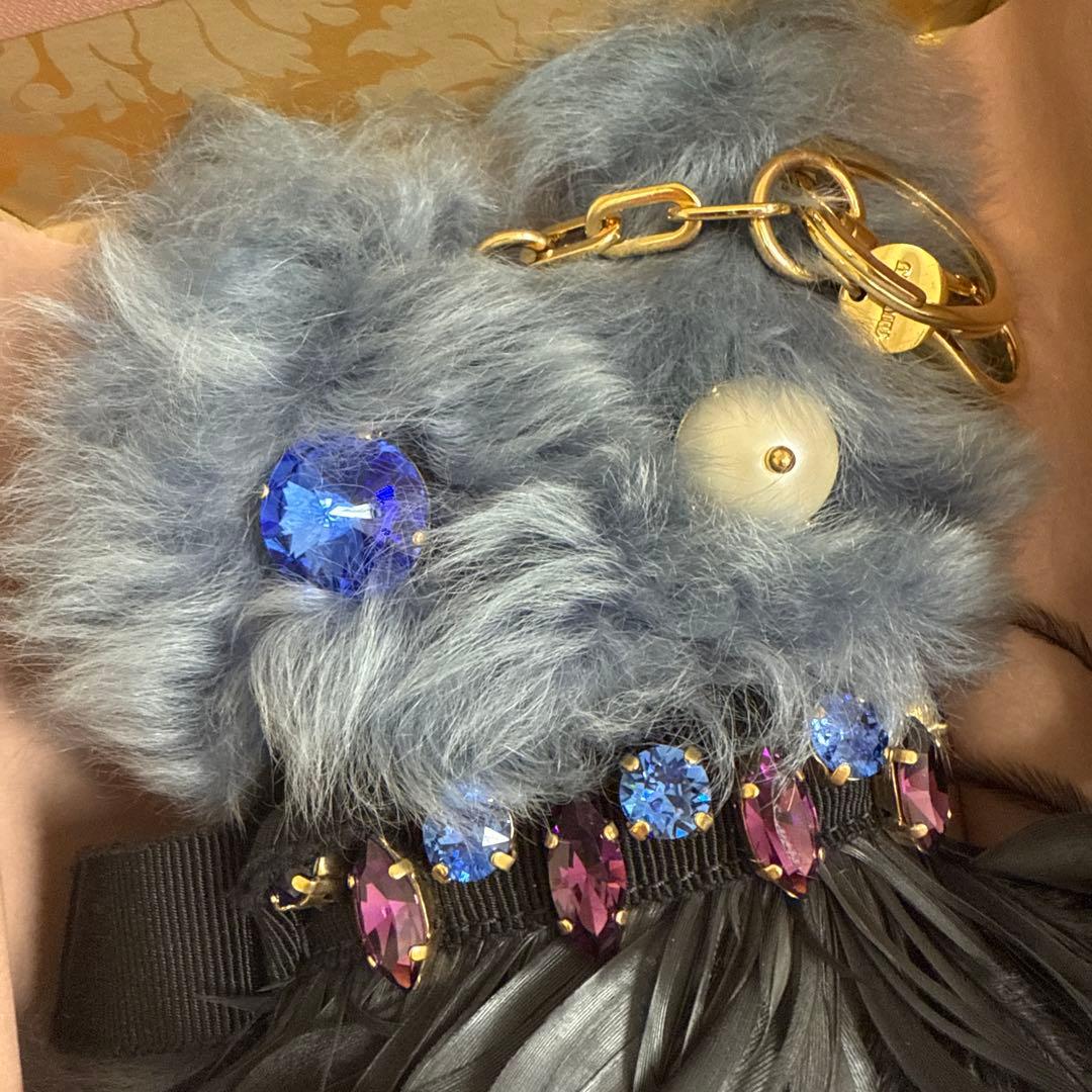 Miu Miu★ねこストーンバッグチャーム★ファーモンスター キーホルダー