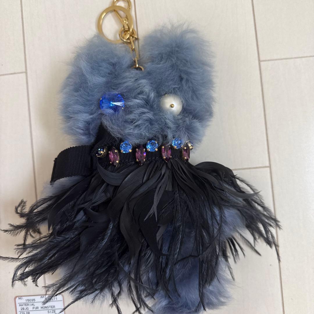 Miu Miu★ねこストーンバッグチャーム★ファーモンスター キーホルダー
