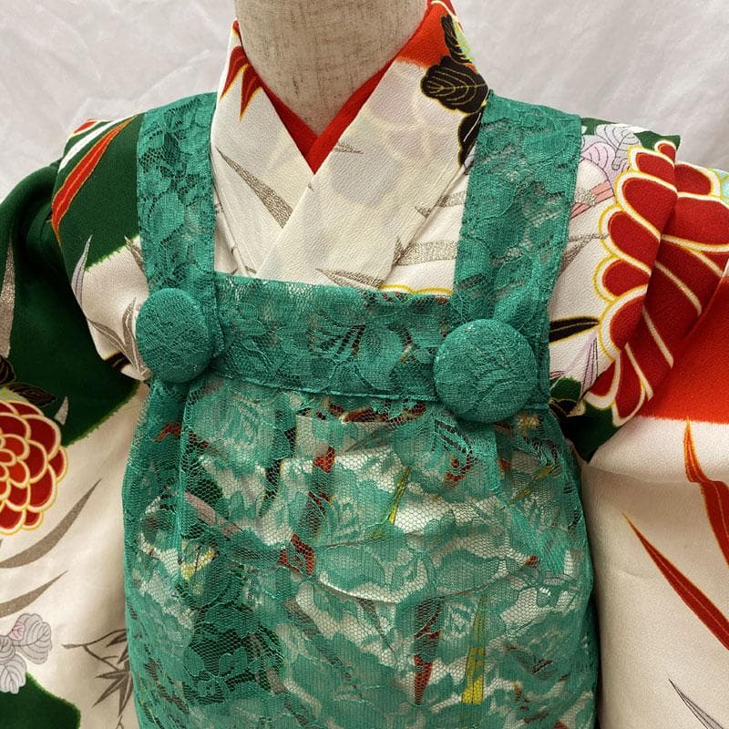 511ag27◎七五三 三歳 女の子 セミアンティーク着物&被布 レトロ 白◎