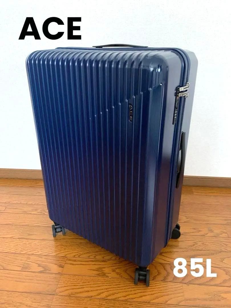 ACE ネイビー　キャリーケース　85L 大型　軽量 キャスター ストッパー付