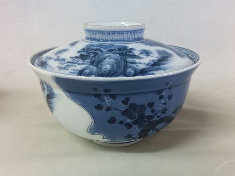 寉峰　蓋付飯椀　10客　茶漬茶碗　小鉢　小丼　骨董品　時代物　染付　木箱