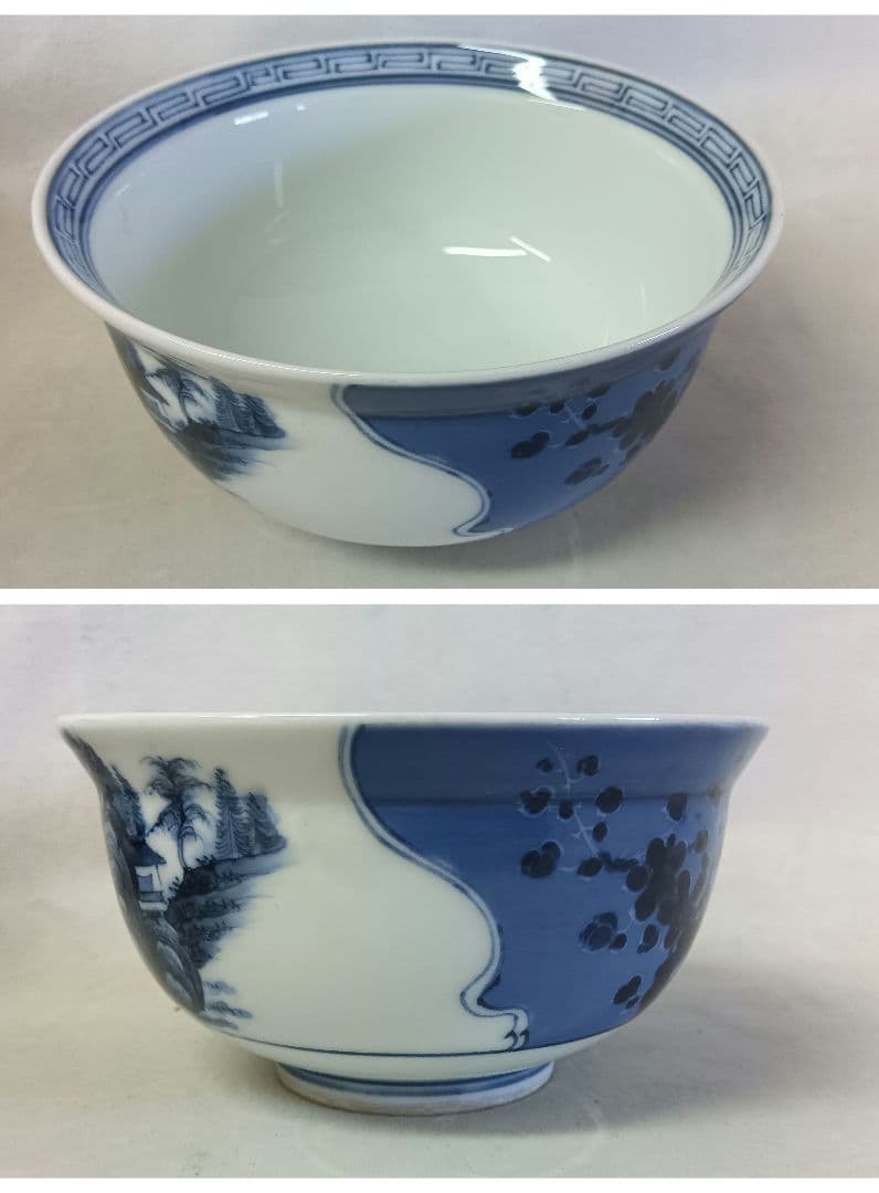 寉峰　蓋付飯椀　10客　茶漬茶碗　小鉢　小丼　骨董品　時代物　染付　木箱