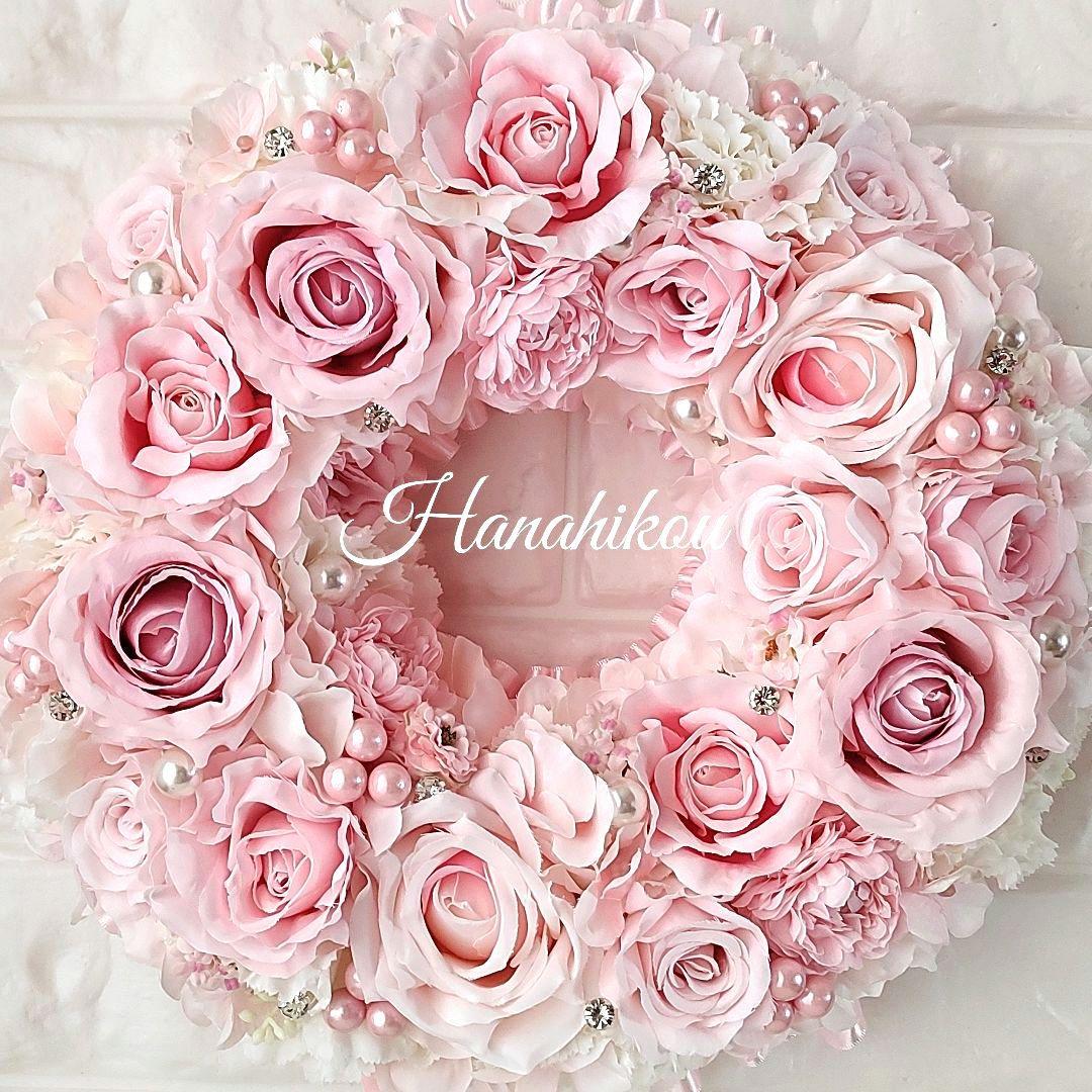 ピンクローズとラナンキュラスの豪華スウィート特大リース♪♪