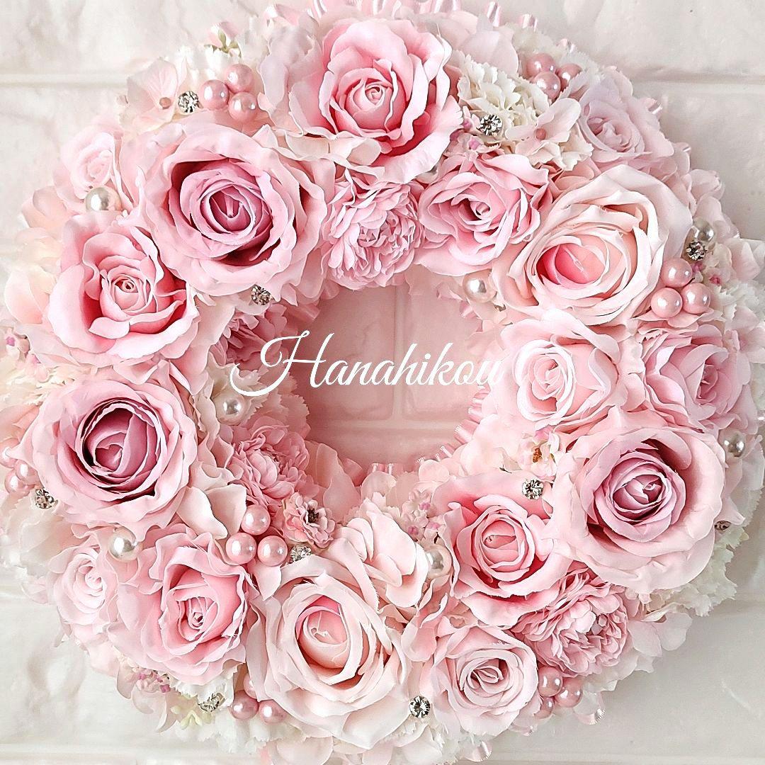 ピンクローズとラナンキュラスの豪華スウィート特大リース♪♪