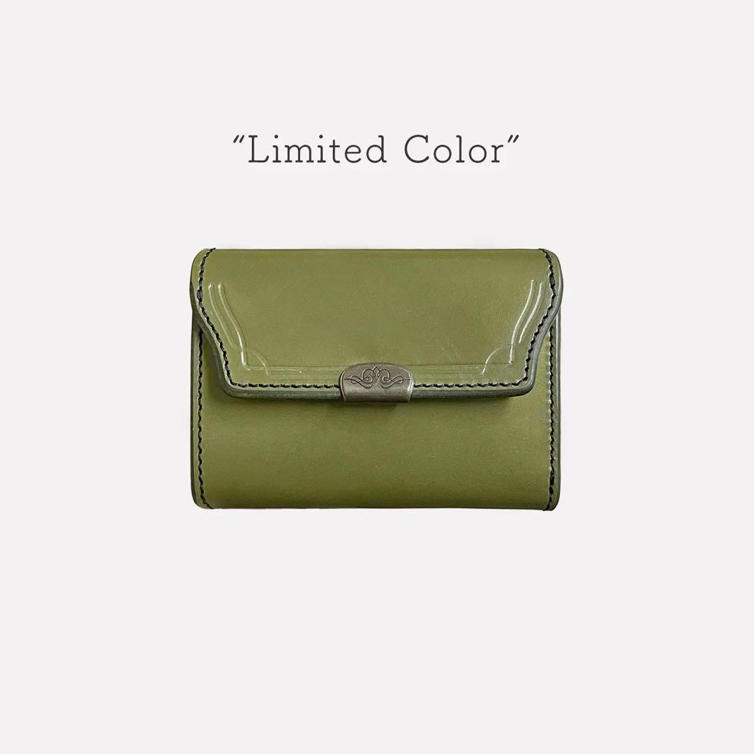 池之端銀革店 三つ折り財布 グラスグリーン 美品