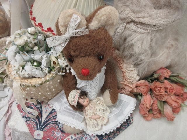 優しいベビーシッター　アンティークベア　フランス☆　テディベア　ミニョネット付き