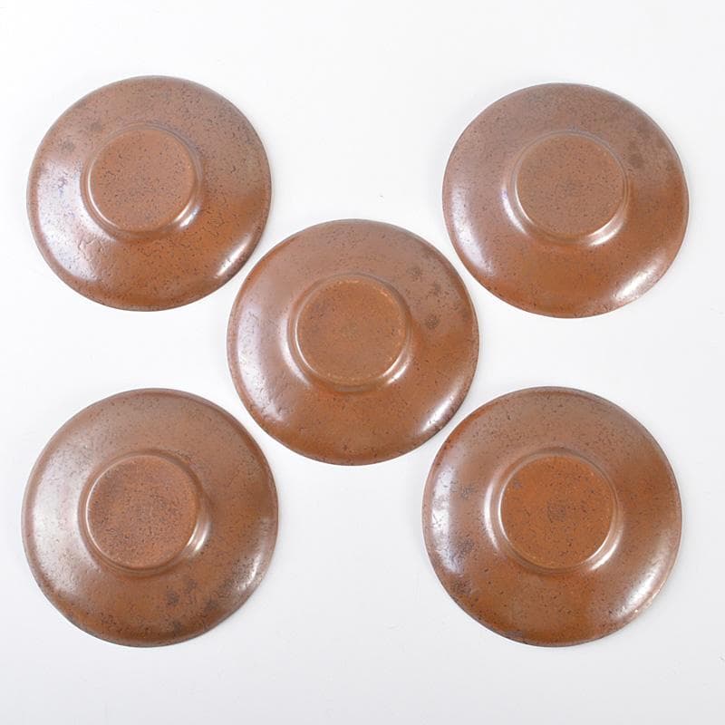 煎茶道具　富貴堂造　鎚起銅器　茶筒　茶托五客　共箱　2点まとめて　M　R6508