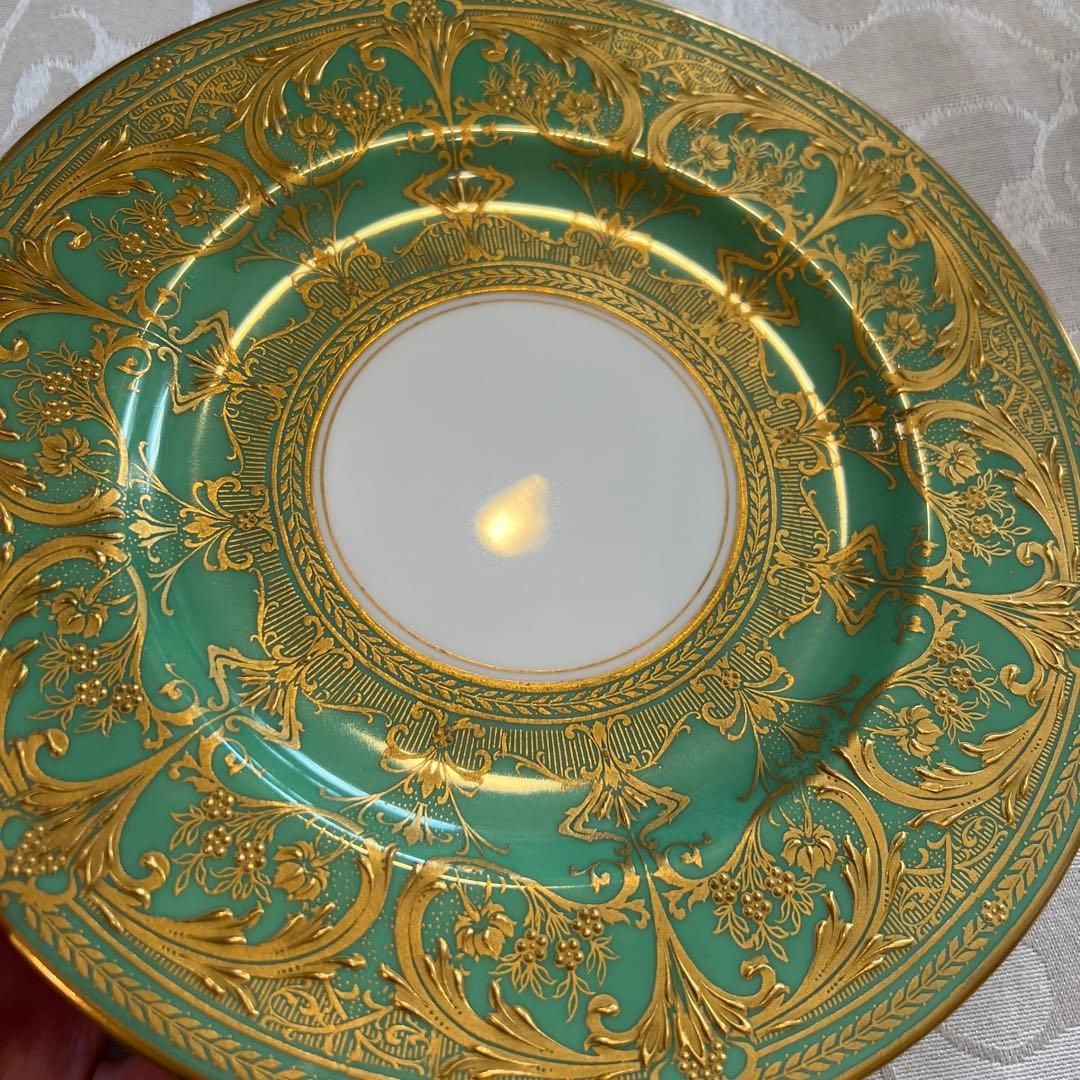 【英国アンティーク】美品　高級　ロイヤルウースター　金彩　金盛　エナメル　皿