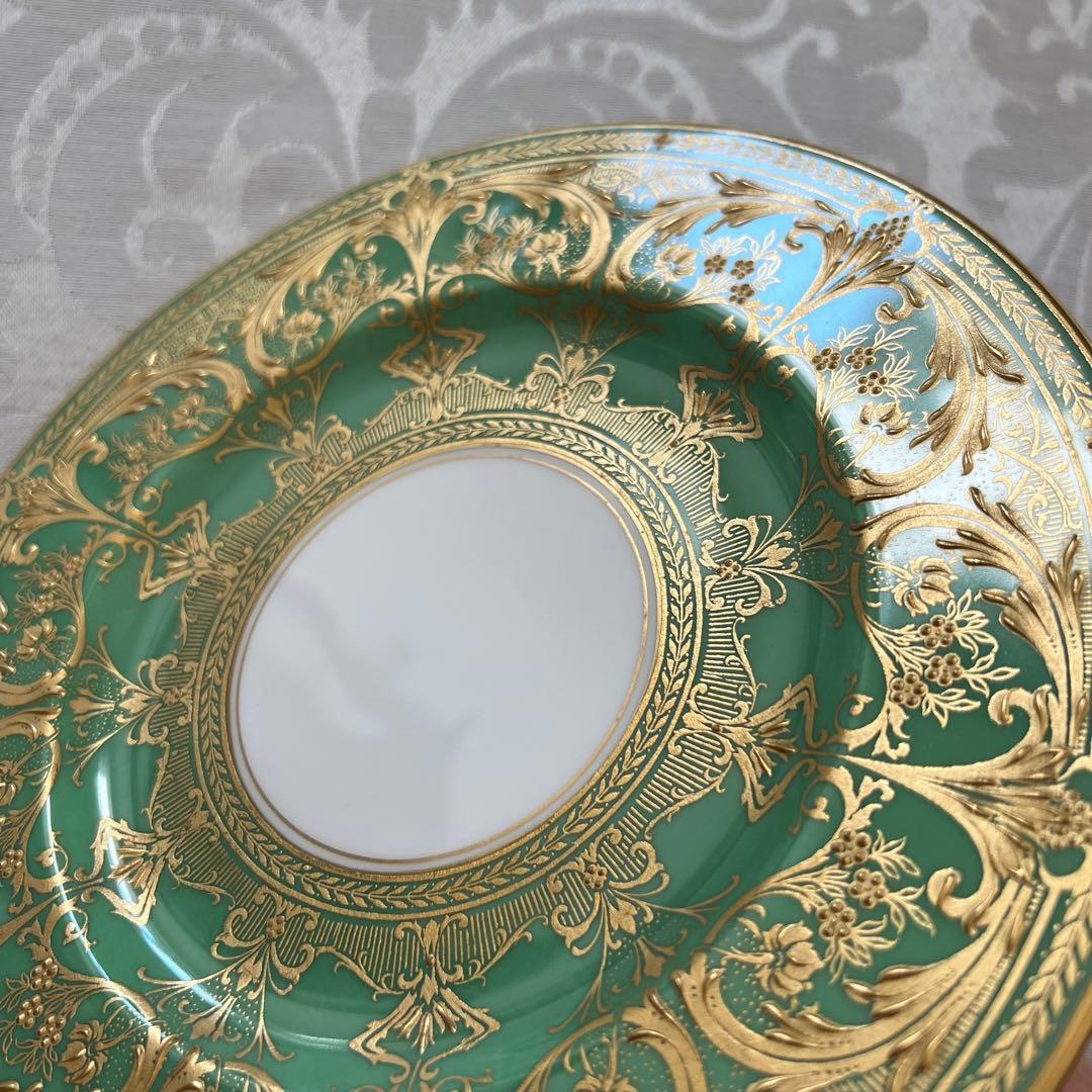 【英国アンティーク】美品　高級　ロイヤルウースター　金彩　金盛　エナメル　皿