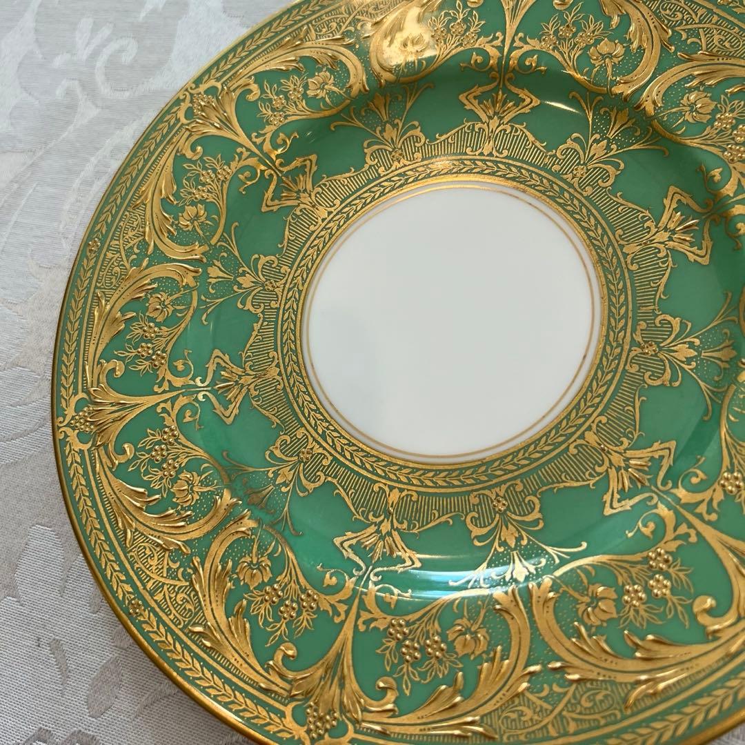 【英国アンティーク】美品　高級　ロイヤルウースター　金彩　金盛　エナメル　皿