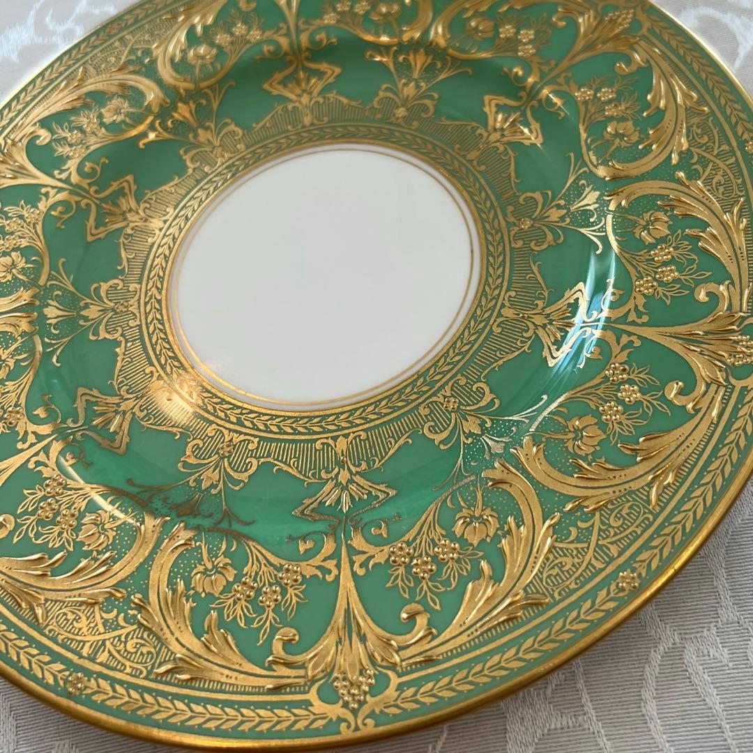 【英国アンティーク】美品　高級　ロイヤルウースター　金彩　金盛　エナメル　皿