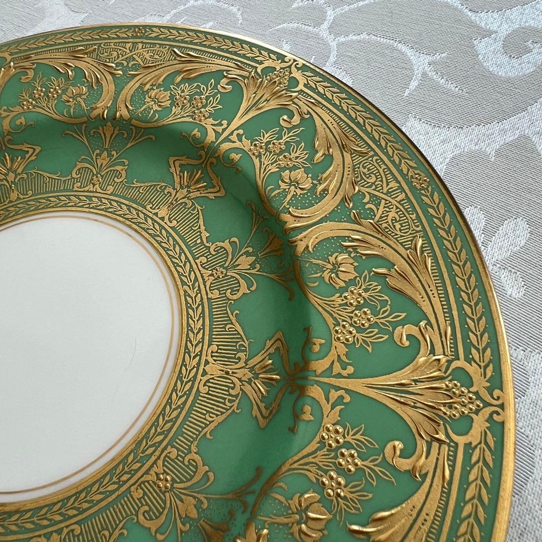 【英国アンティーク】美品　高級　ロイヤルウースター　金彩　金盛　エナメル　皿