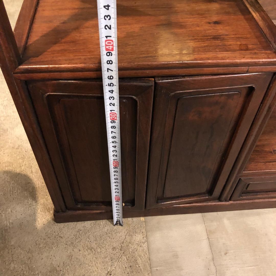 唐木　茶箪笥　茶棚　飾り棚　違い棚　引出し付き　レトロ　木製オープンシェルフ