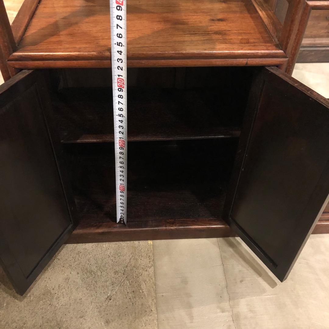 唐木　茶箪笥　茶棚　飾り棚　違い棚　引出し付き　レトロ　木製オープンシェルフ