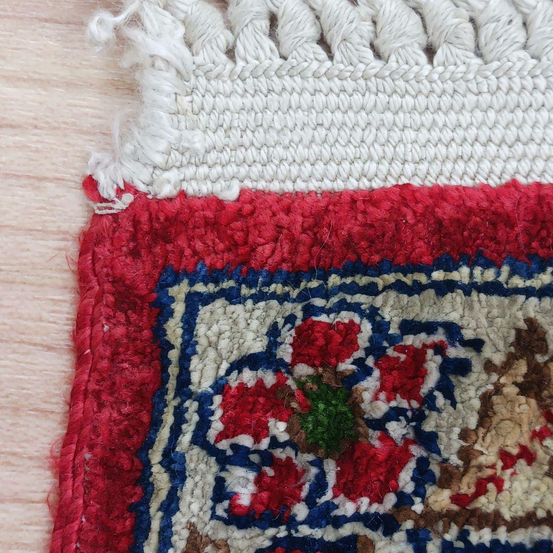 Y3347 中国シルク絨毯 シルク100% 手織り240段 85×68㎝