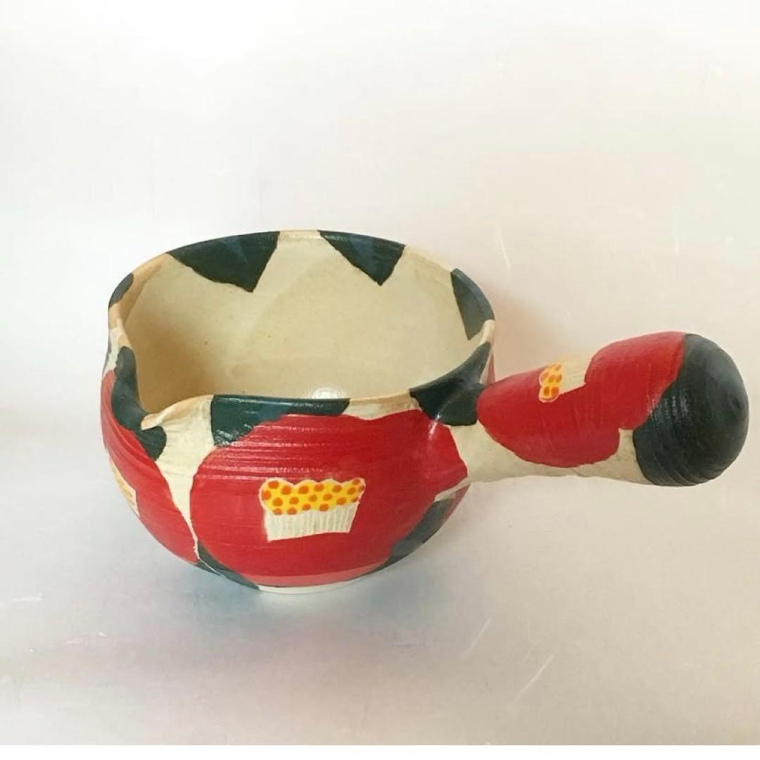 岡美希 さん　土鍋　片手鍋　ミルクパン　椿　花柄　陶芸　陶器