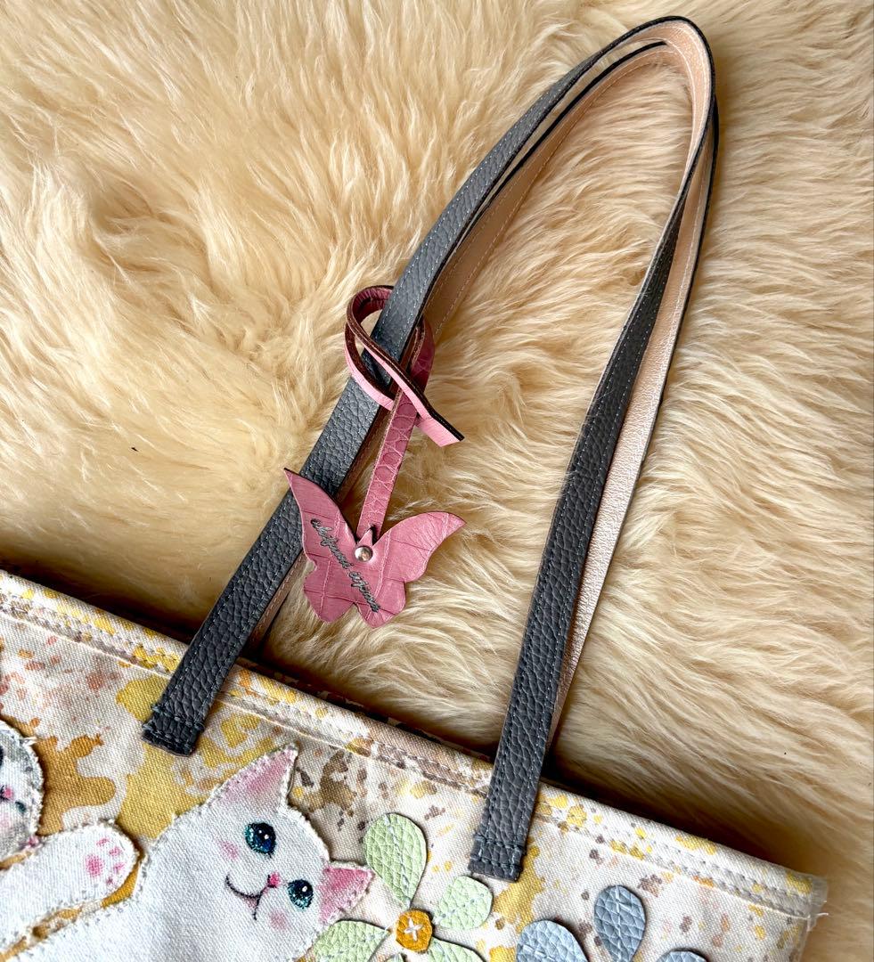 (手づくり)\"いろんな子たち\"ねこイヌアップリケトートバッグネコわんちゃん