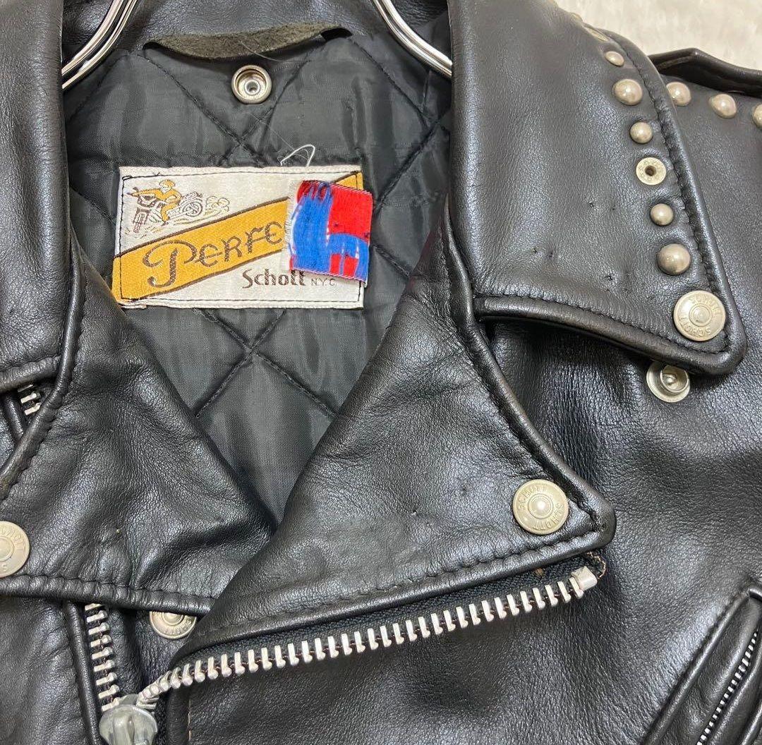 schott　本革ダブルライダース　スタッズ・ワッペン　稀少38サイズ
