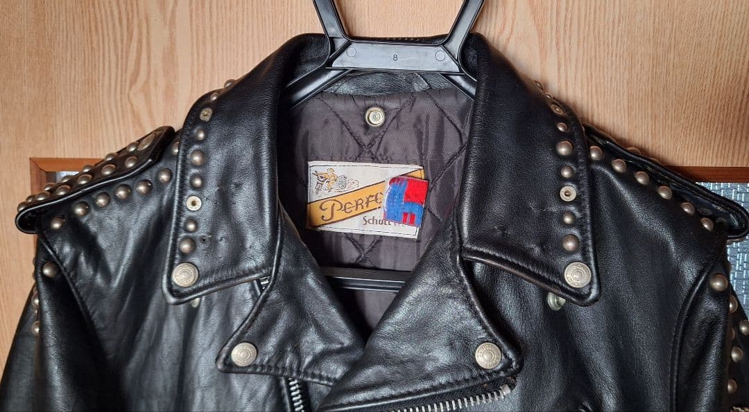 schott　本革ダブルライダース　スタッズ・ワッペン　稀少38サイズ