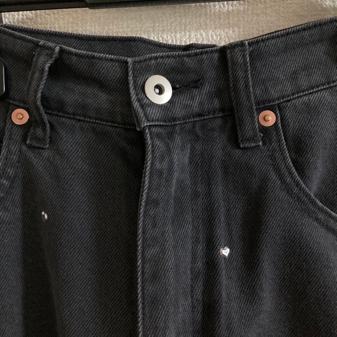 リリーブラウン　ハートビジュー　ワイドデニム　ブラック　0