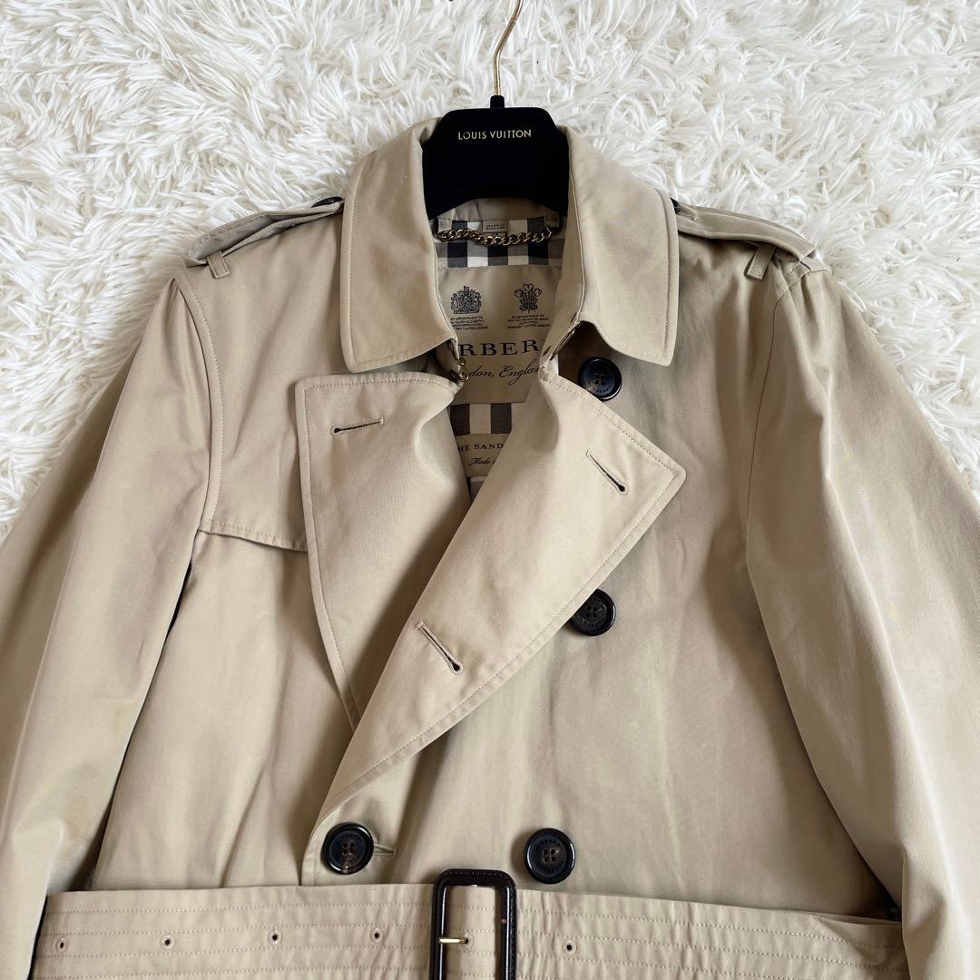 美品　サンドリンガム　バーバリー　トレンチコート　ノバチェック　ハニーベージュ
