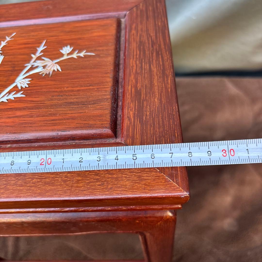 サイドテーブル3点セット　花台　花梨　螺鈿細工？