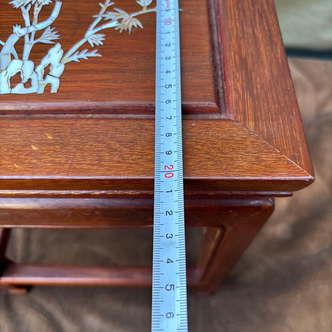 サイドテーブル3点セット　花台　花梨　螺鈿細工？