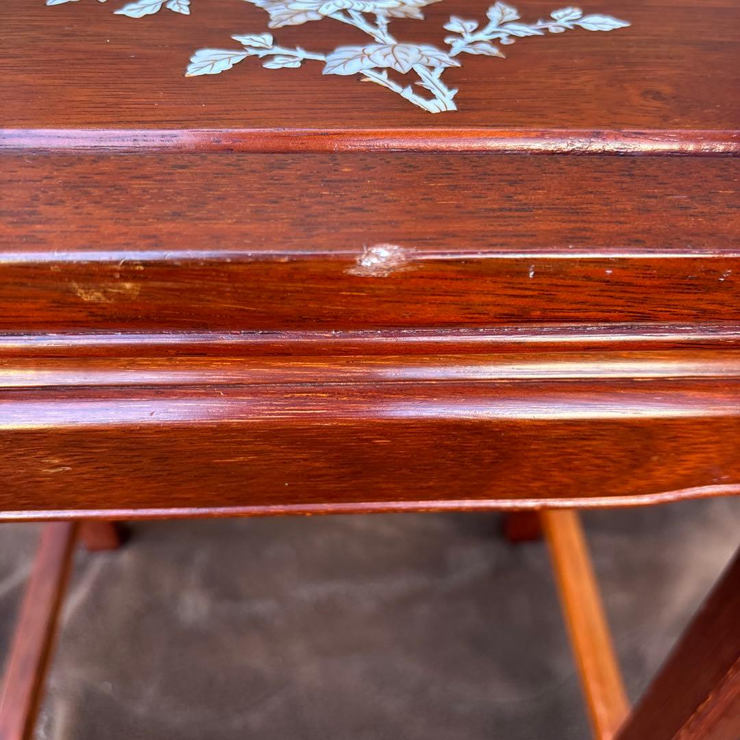 サイドテーブル3点セット　花台　花梨　螺鈿細工？