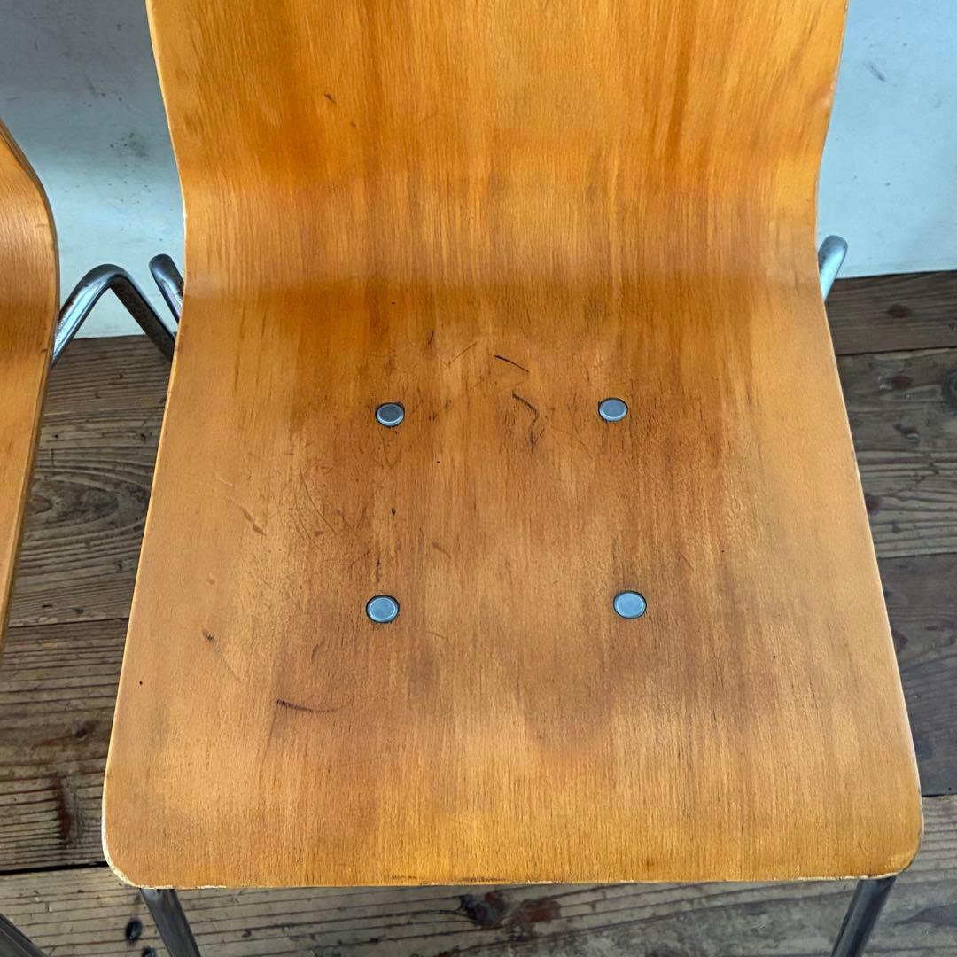2脚セット ヴィンテージ プライウッド スタッキングチェア ①